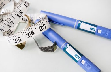 Ozempic Insulin injection pen for diabetics. Concept of losing weight with the drug.